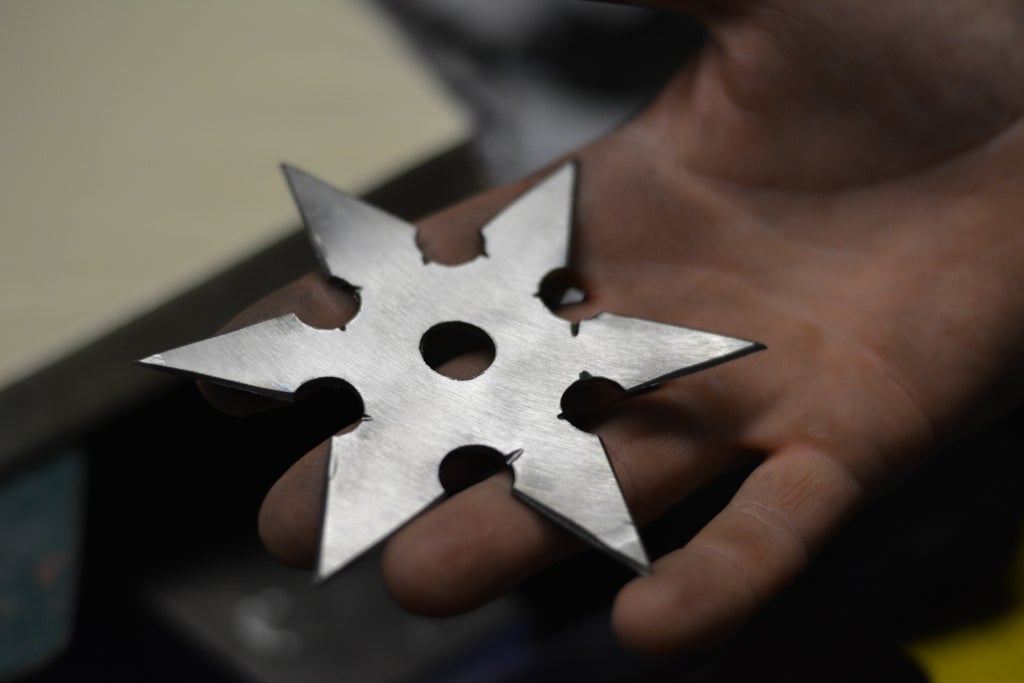 Steel Ninja Star - 6 Point Throwing Shuriken - 4 Inches Across