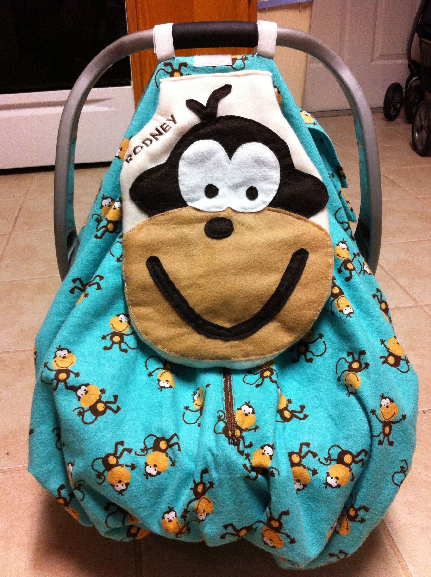 Fun Infant Car Seat Cover With Pockets and Pacifier/toy Holder 5
