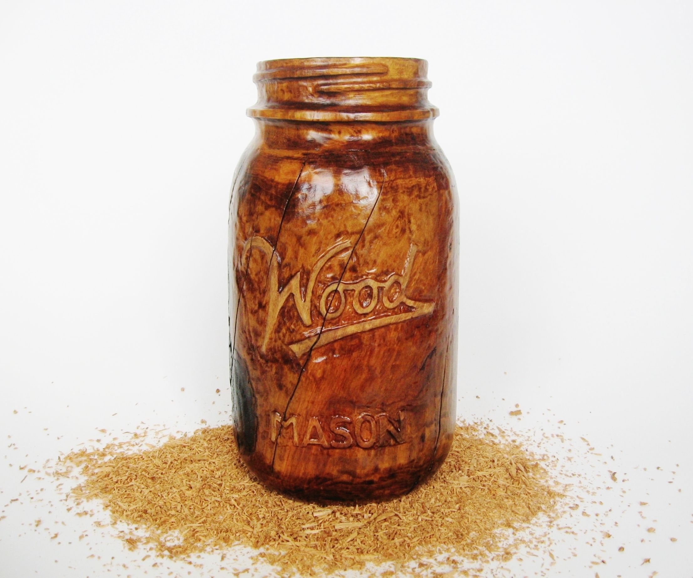 Wooden Mason Jar (carved From a Cherry Log)
