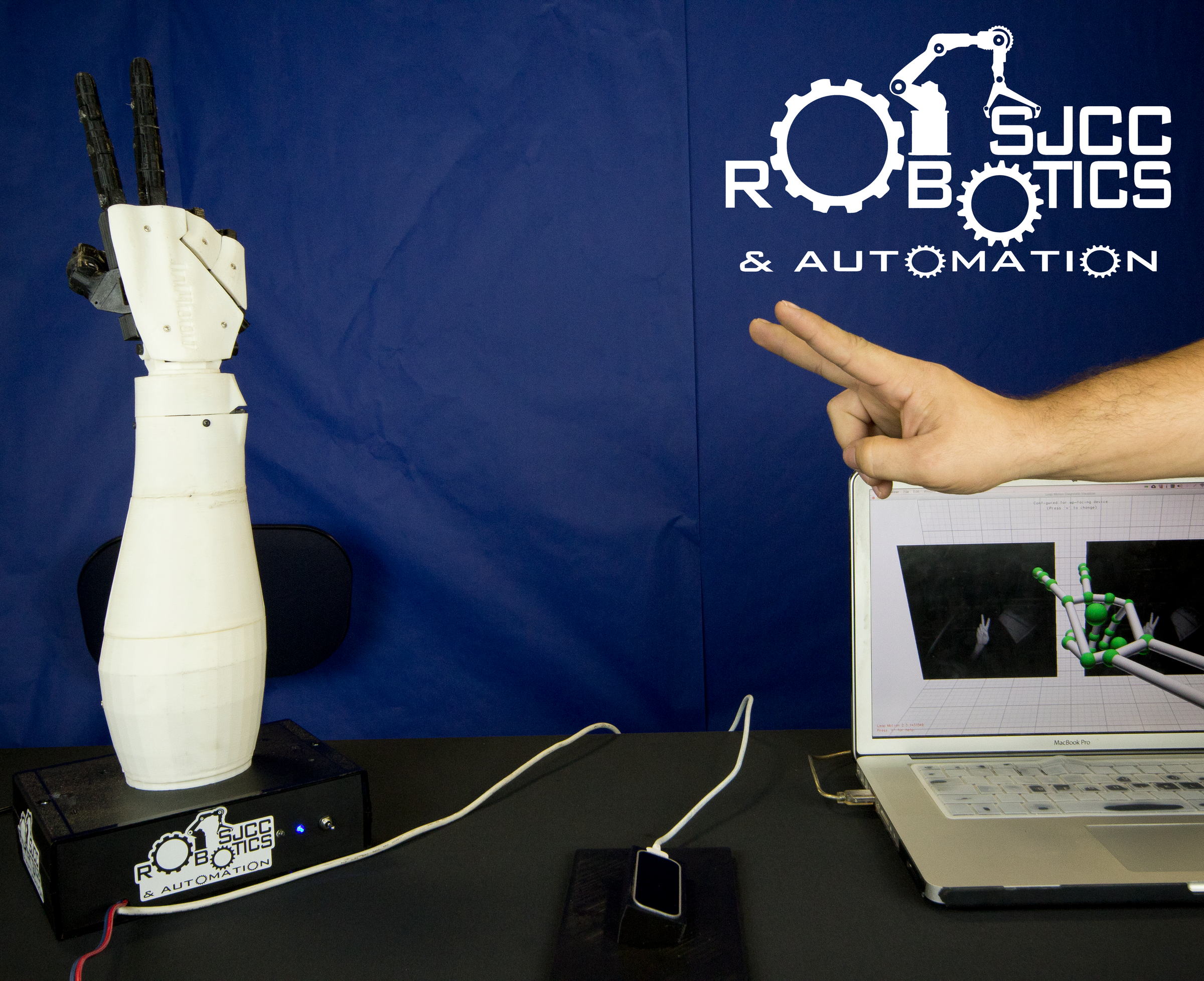 Robot Hand Control Leap Motion JavaScript Node js And Arduino 5 