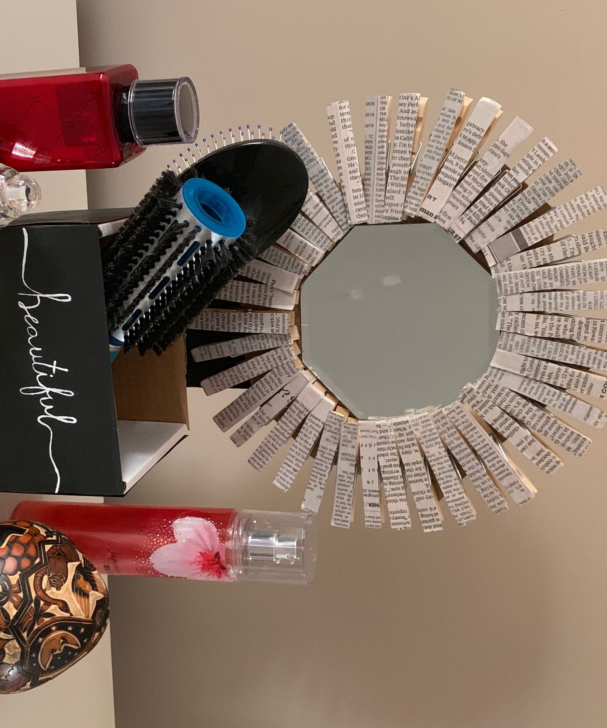 Clothespin Mirror and Vanity Holder