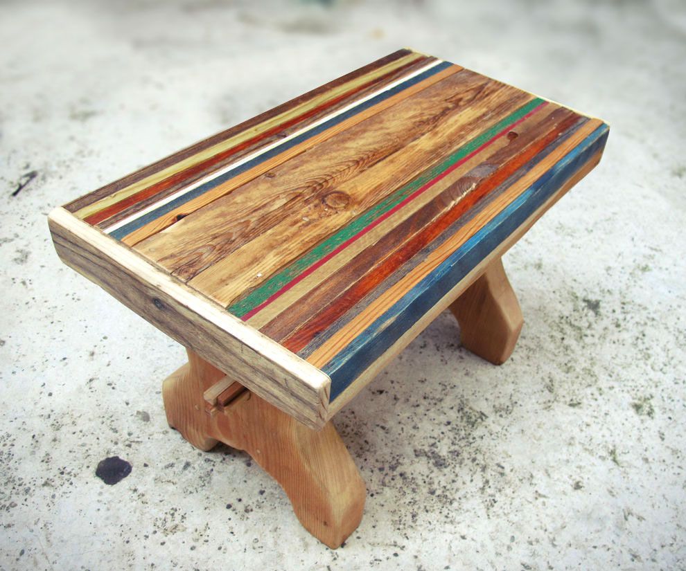 striped wood stool DIY Project DIY Project Image