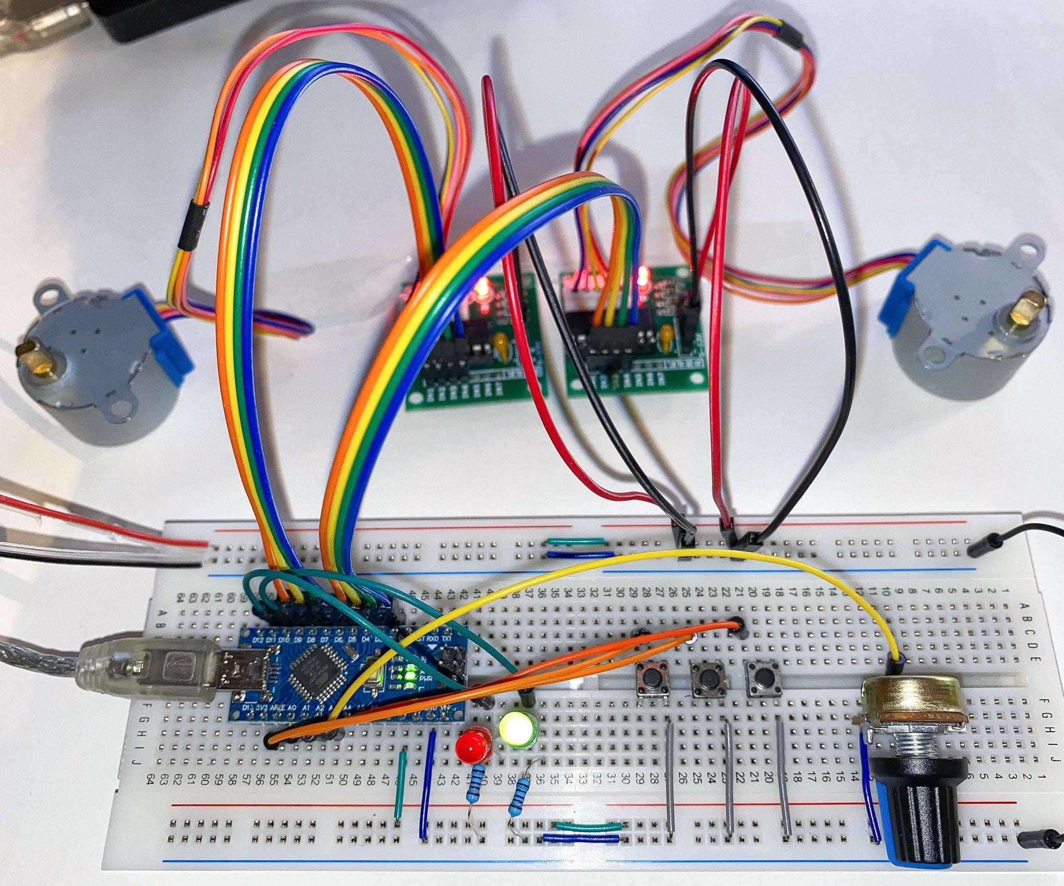 Synchronized 2-Axis Motion With Variable Speed (Arduino + LEDs + 28BYJ ...