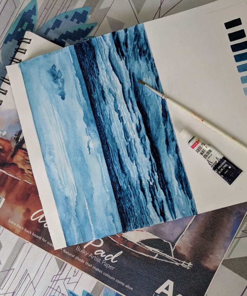 WATER COLOUR PAINTING WITH SINGLE COLOUR