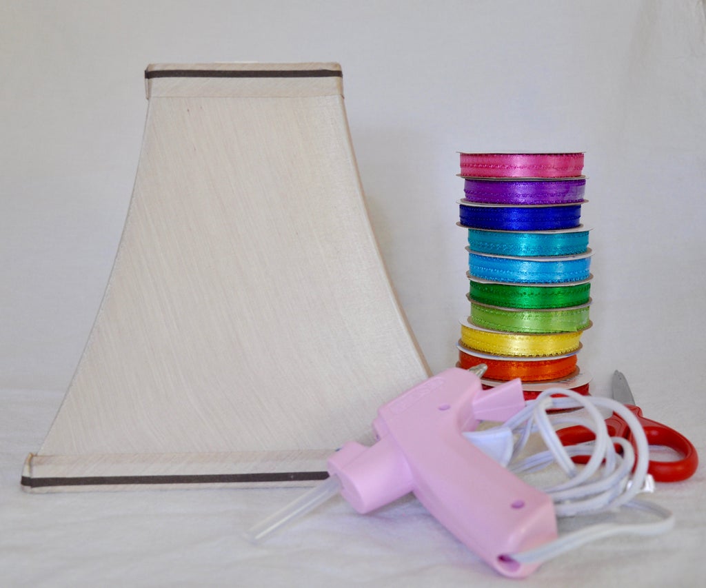 Ribbon Wrapped Lampshade 9 Steps With Pictures Instructables Ribbon Wrapped Lampshade 9 Steps, How To Cover A Lampshade Frame With Ribbon