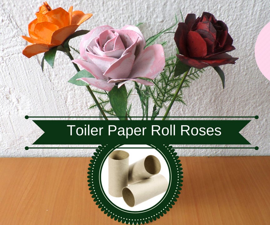 DIY Toilet Paper Roll Roses How to Make a Rose From a Cardboard Tube Recycled Flowers Crafts