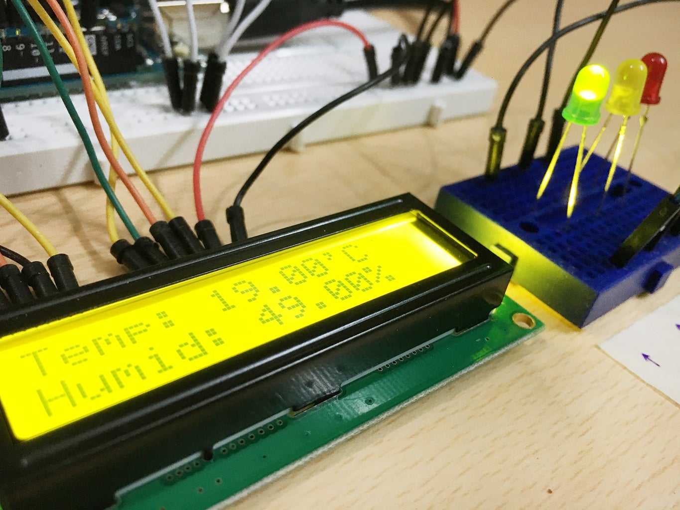 Temp & Humidity Sensor With LCD Disp & LED Indicator : 5 Steps (with ...