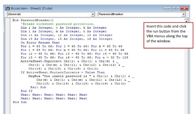 break excel password macro