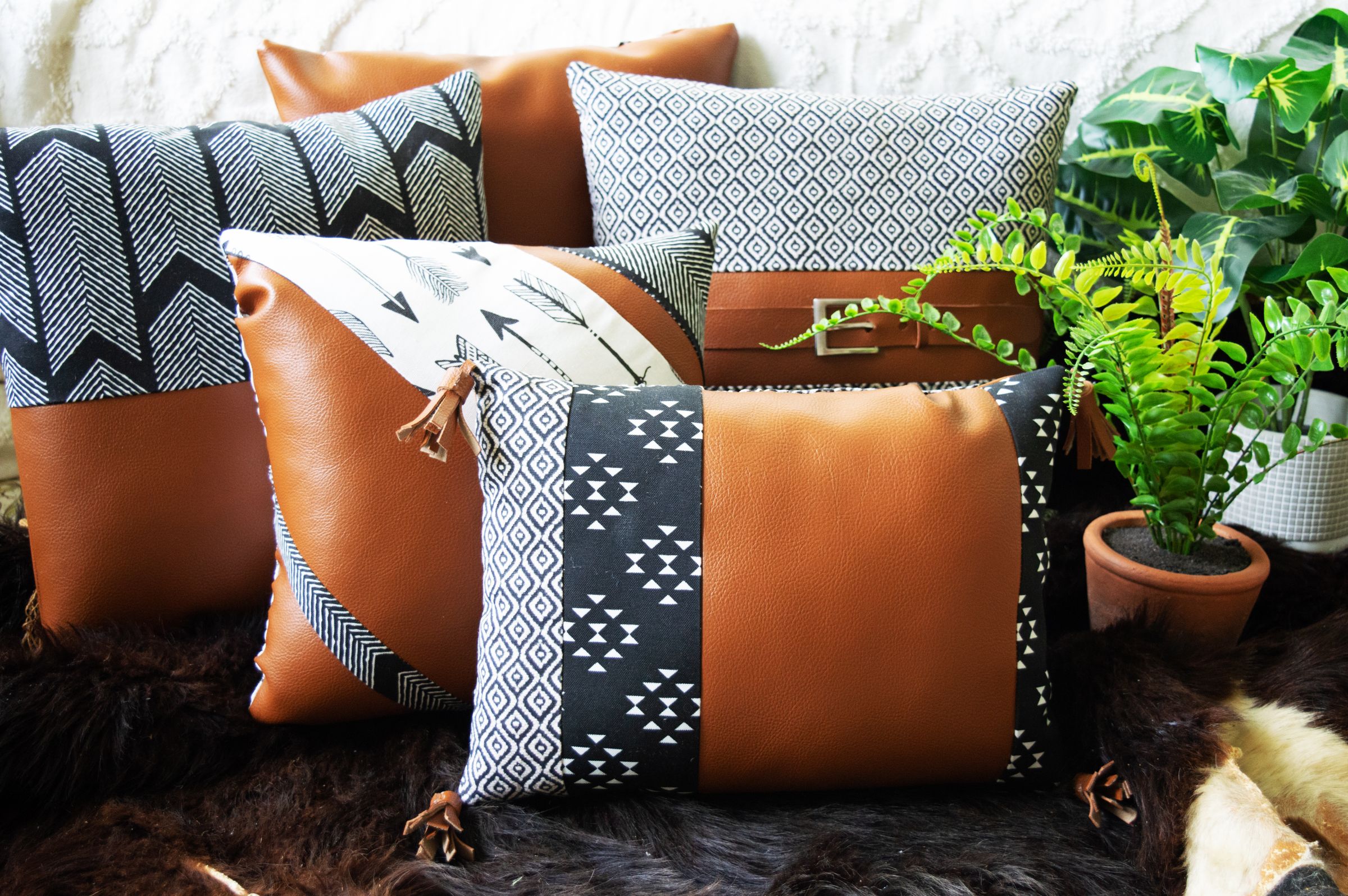 leather accent pillows