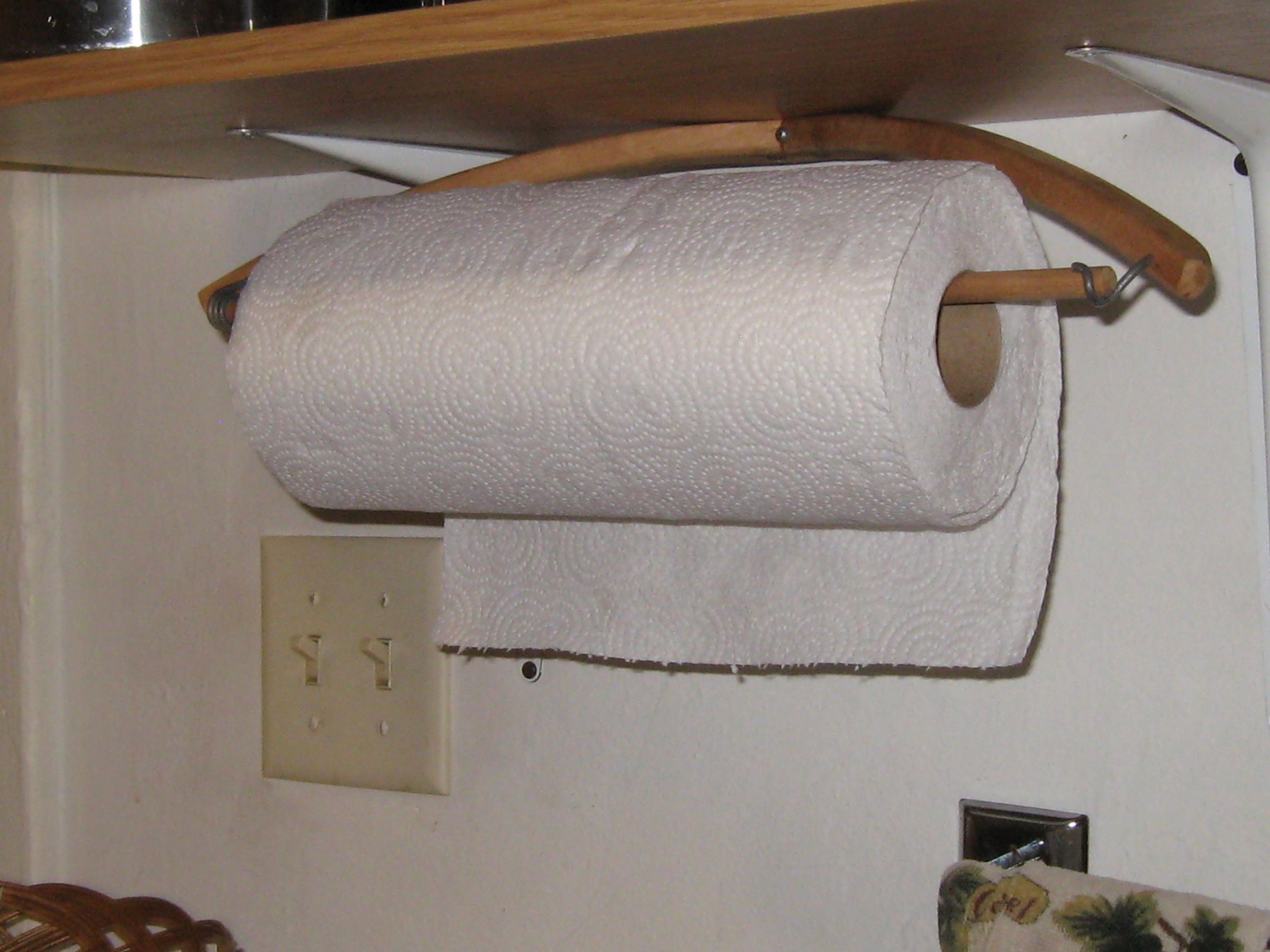 Paper Towel Holder From a Wooden Pants Hanger 4 Steps Instructables