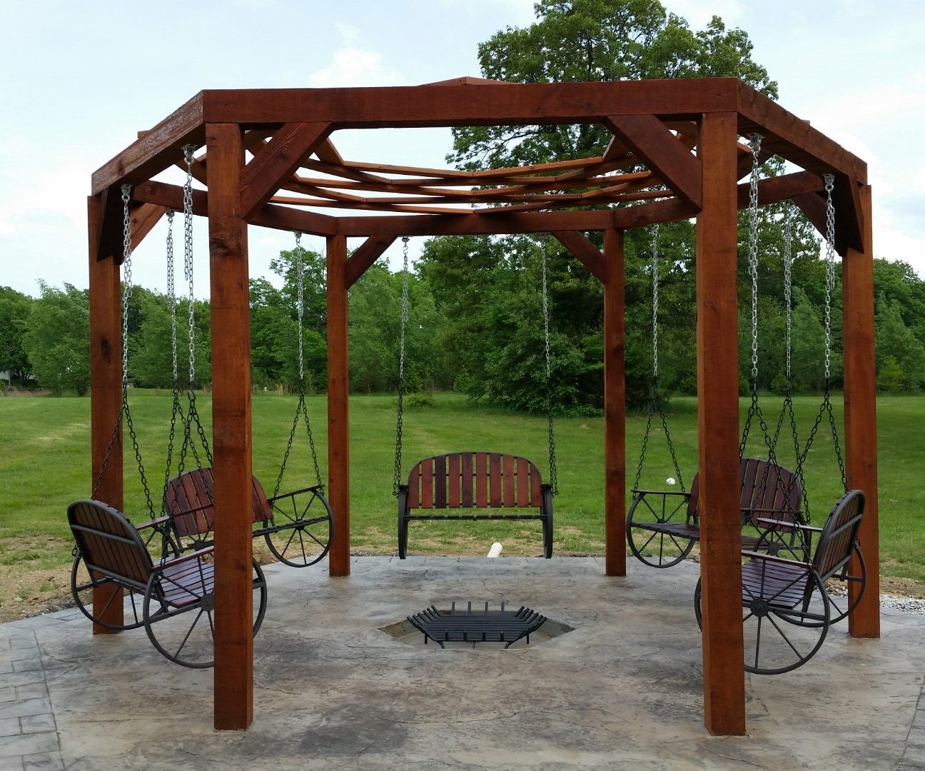 Hexagon Swing With Sunken Fire Pit 8 Steps (with Pictures