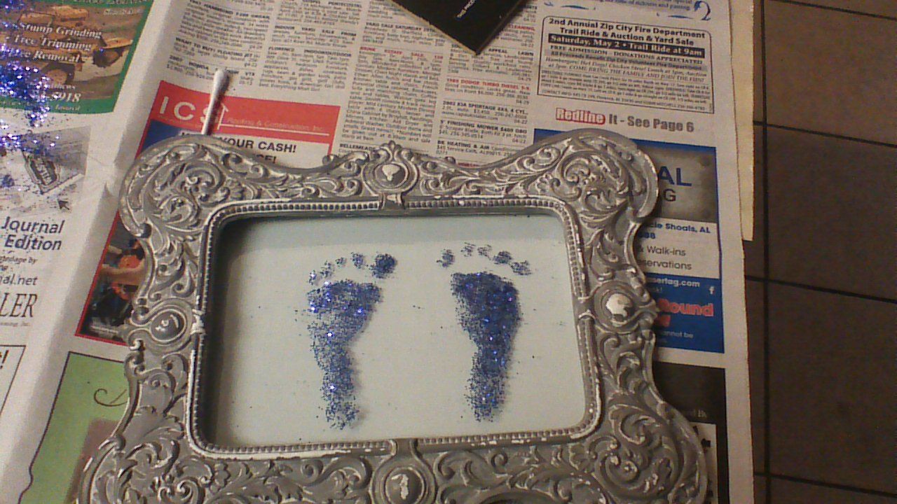 glitter footprints frame