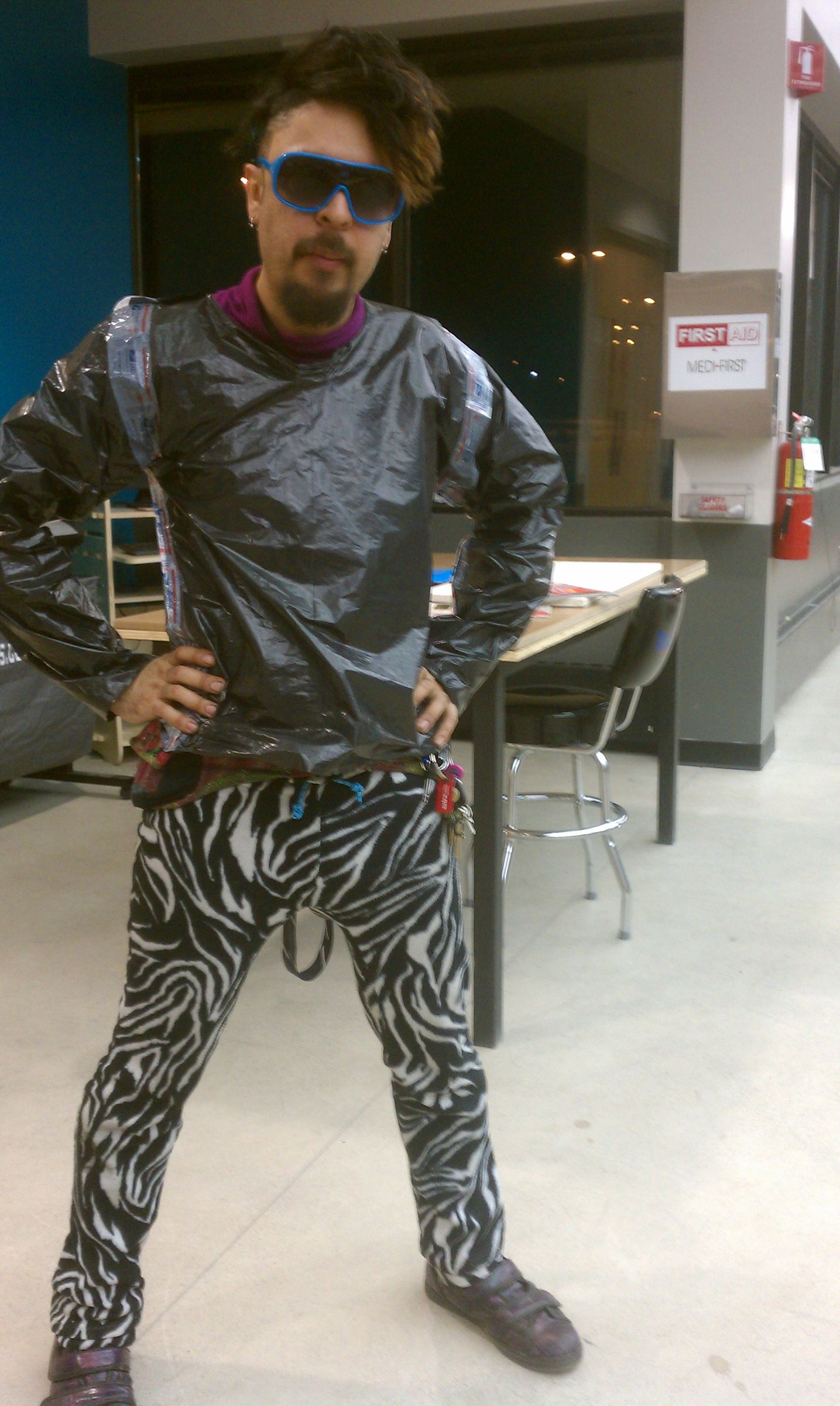 Quick Stylish Raincoat Out of Garbage Bag and USPS Tape 7