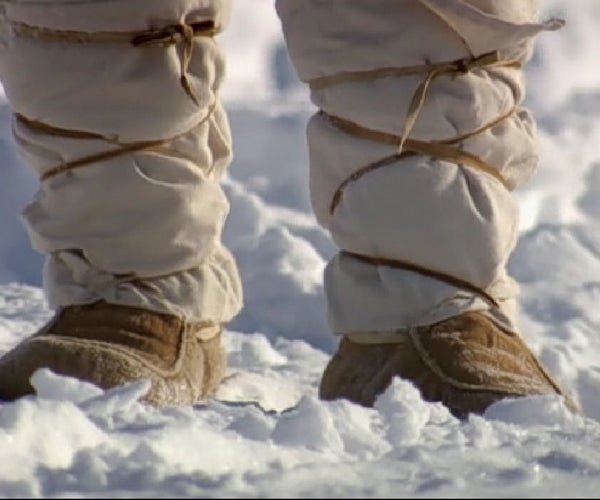 A Simple Pair of Moccasins With Canvas Gaiters