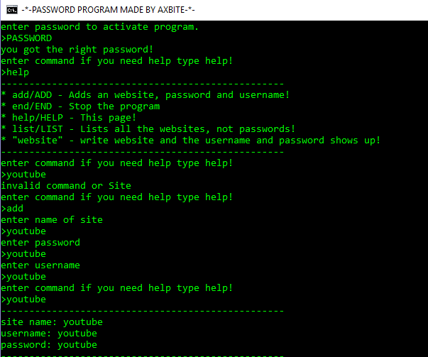Step-by-step guide for password program DIY Project DIY project