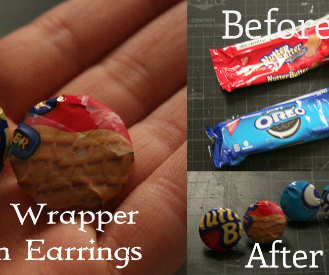 Candy / Food Wrapper Button Earrings 4 Steps (with Pictures
