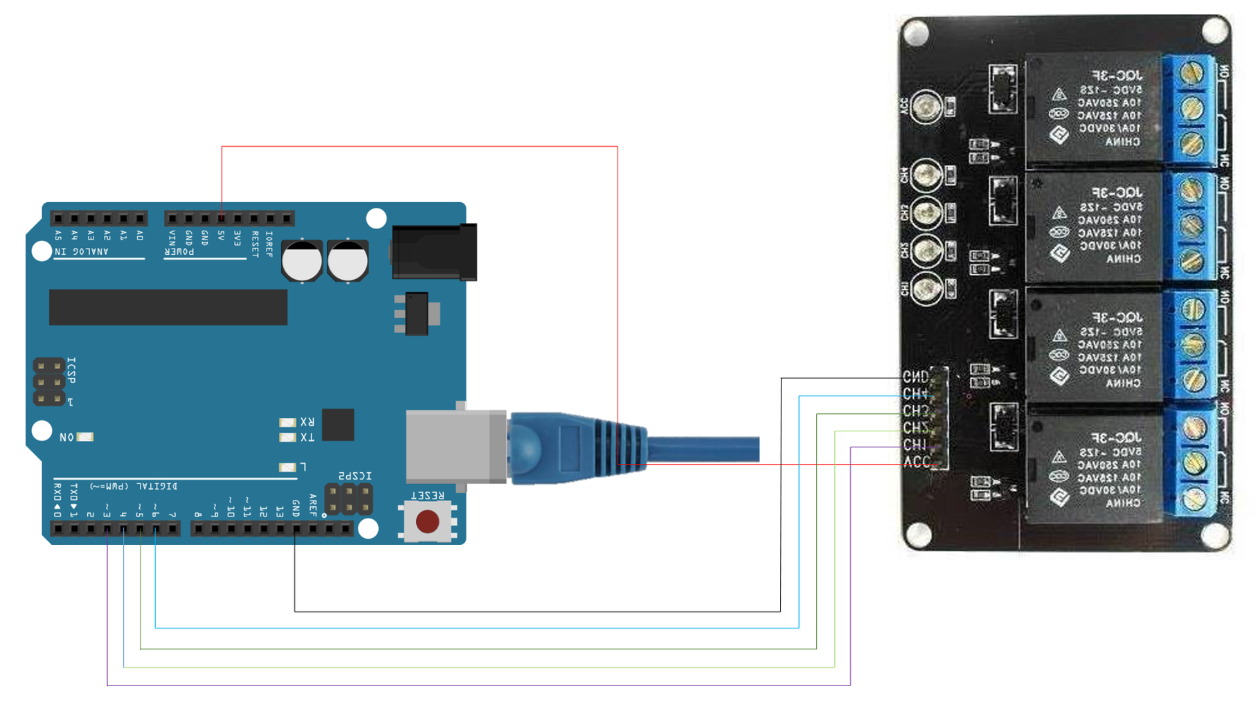 Arduino Relay Control Over the Internet 5 Steps Circuit Diagram