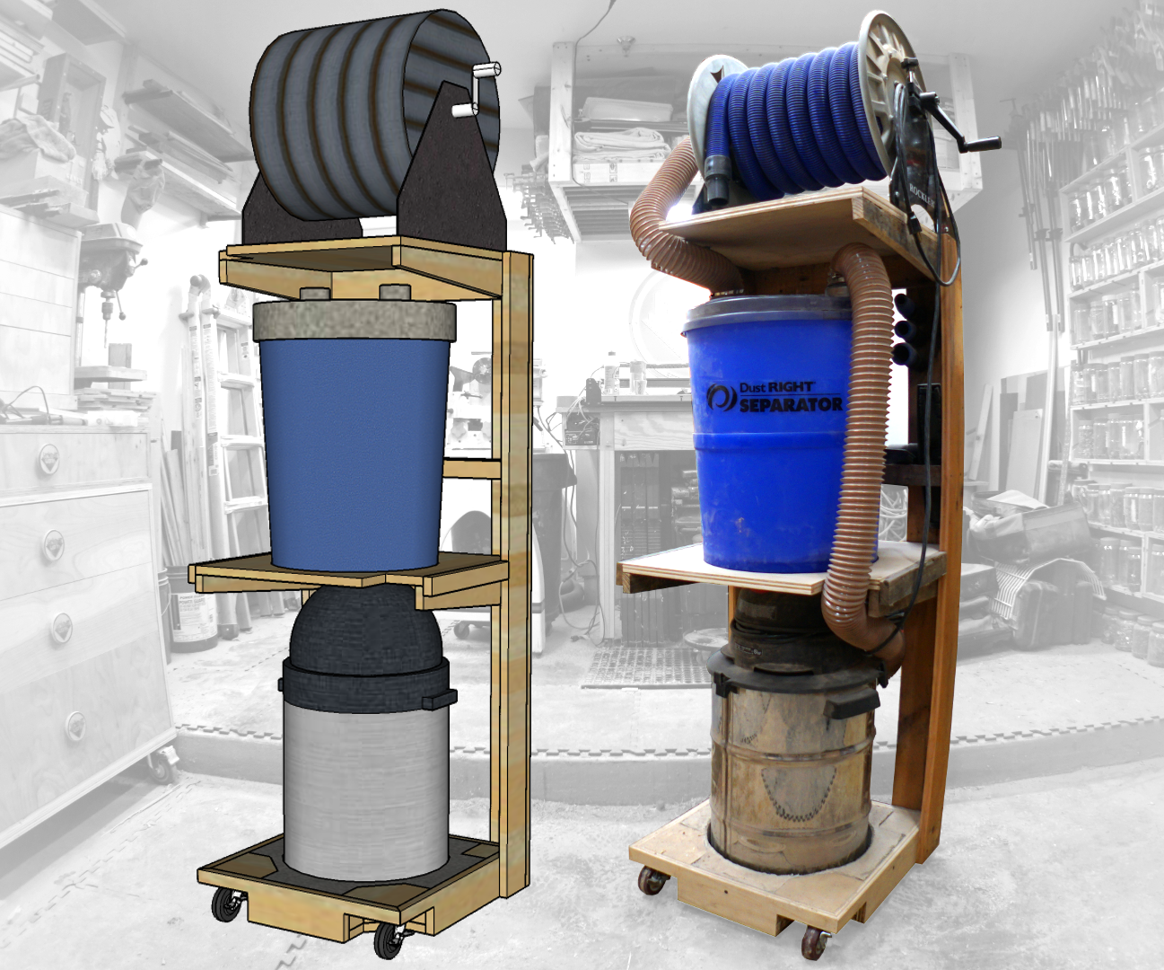 Space Saving Shop-Vac Dust Collector Cart