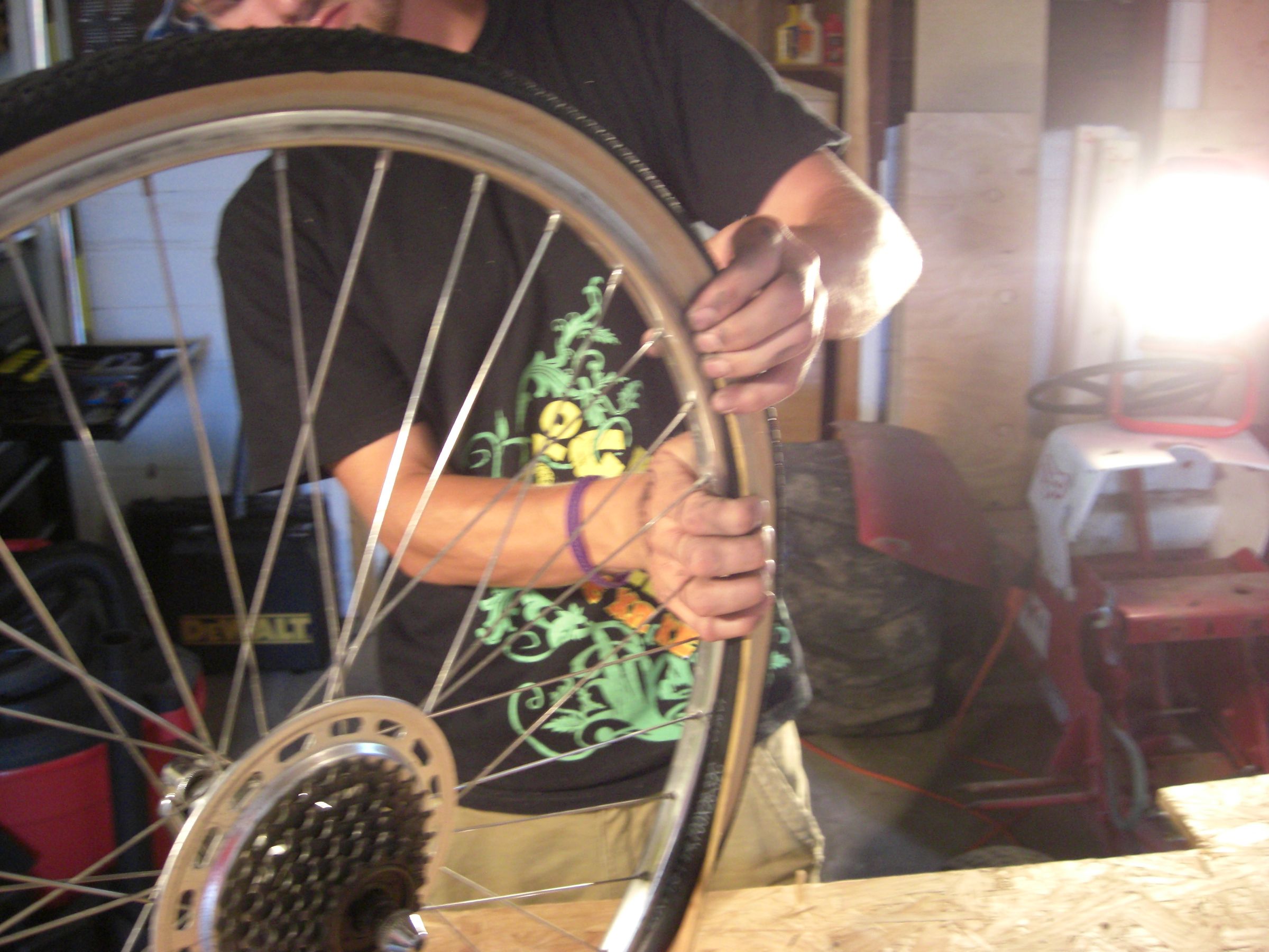 changing bike tube and tire