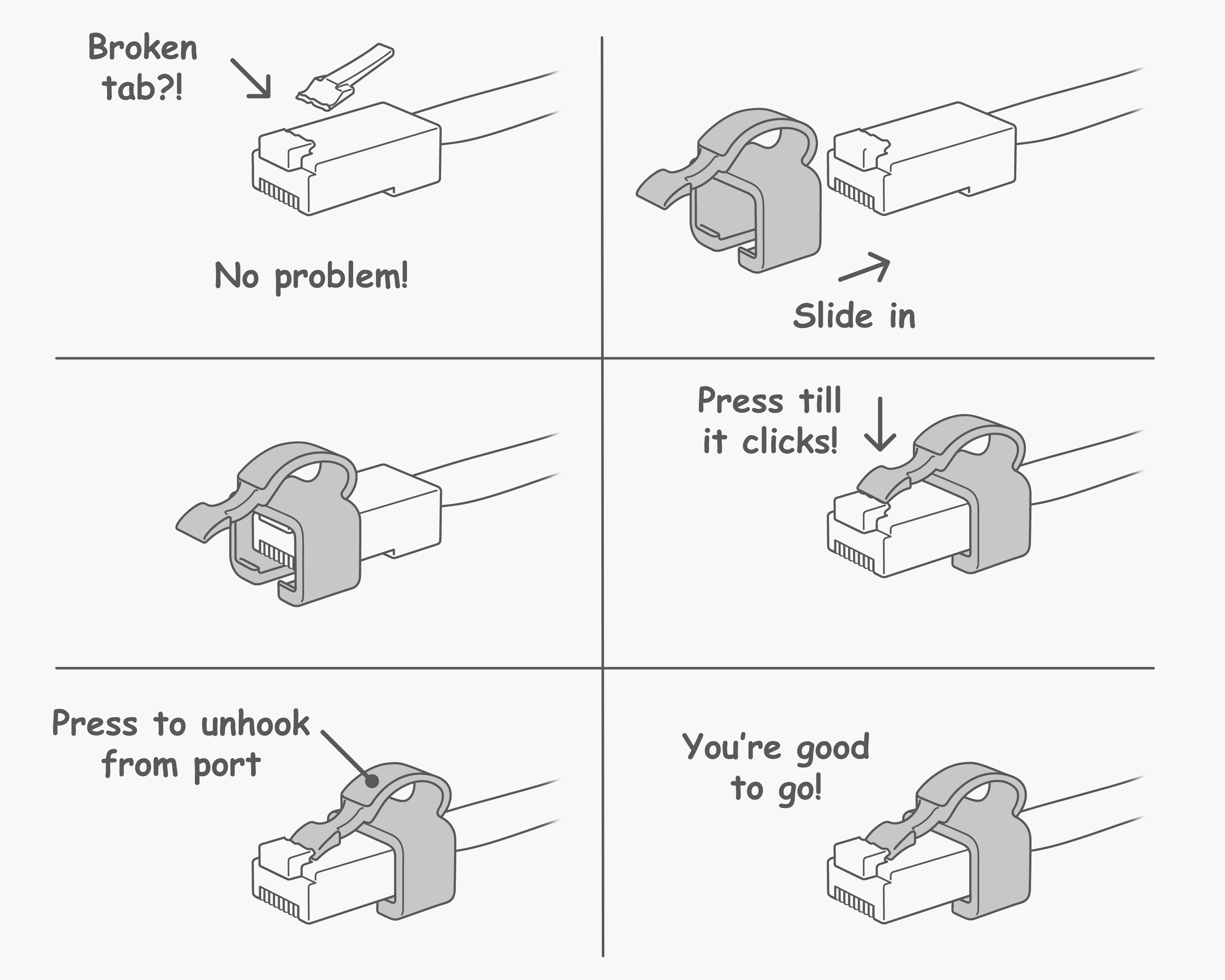 RJ45 Clip, Secure/repair/fix Broken Tab 4 Steps (with