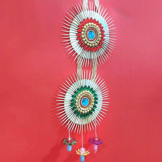 Old CDs recycled into a wall hanging