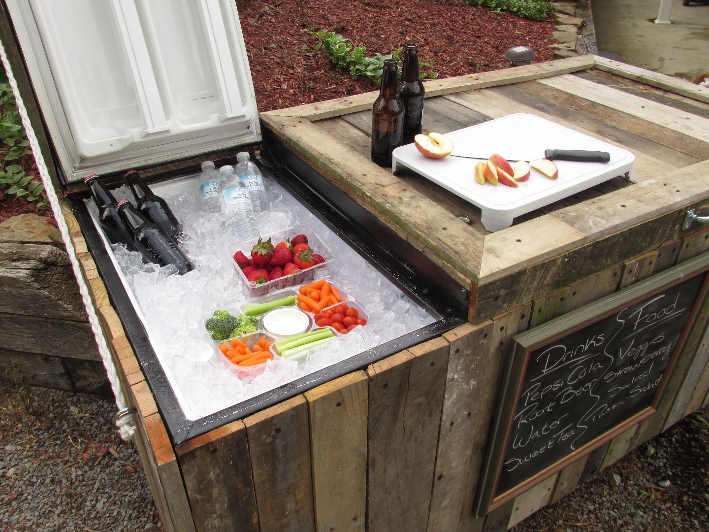 outdoor bar using repurposed fridge
