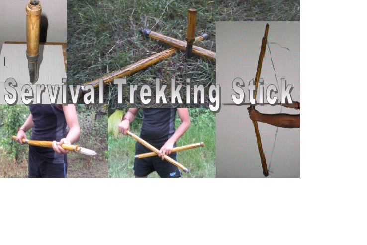 Survival Trekking Stick+Knife+Spear+Bow+Fishing Rod & Compass : 8 Steps ...