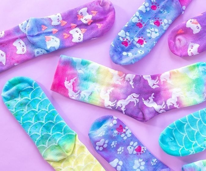 colorful neon tie-dye grip socks DIY Project DIY Project Image