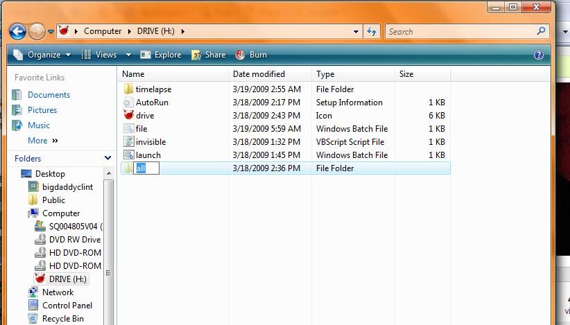 Create Folder to Save Files Withing Thumb Drive.