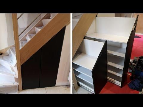 Make a Custom-made Under Stairs Sliding Shoe Cabinet