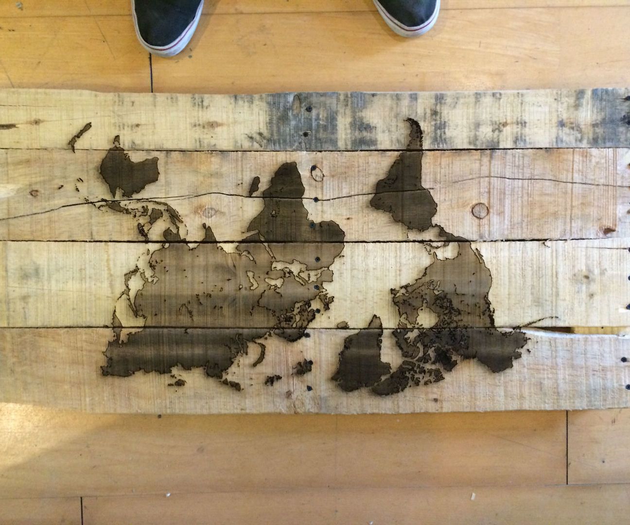 Extra Pallet Wood Laser Engraved Map