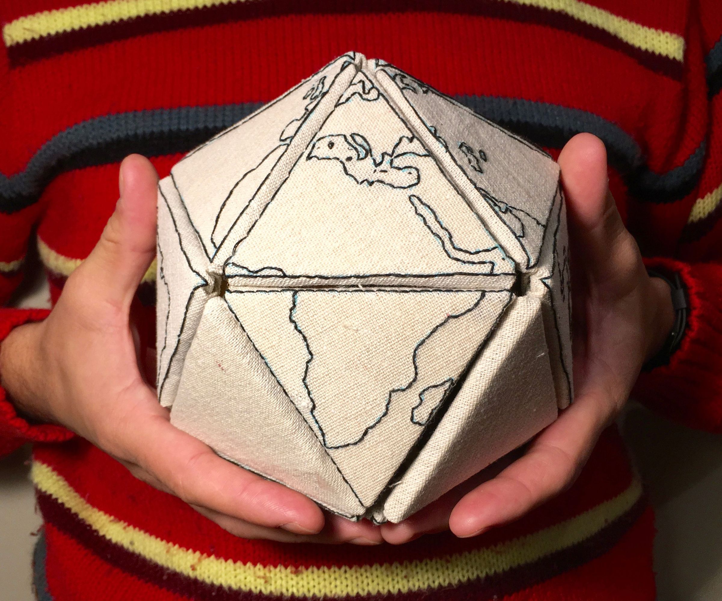 Embroidered Buckminster Fuller Map