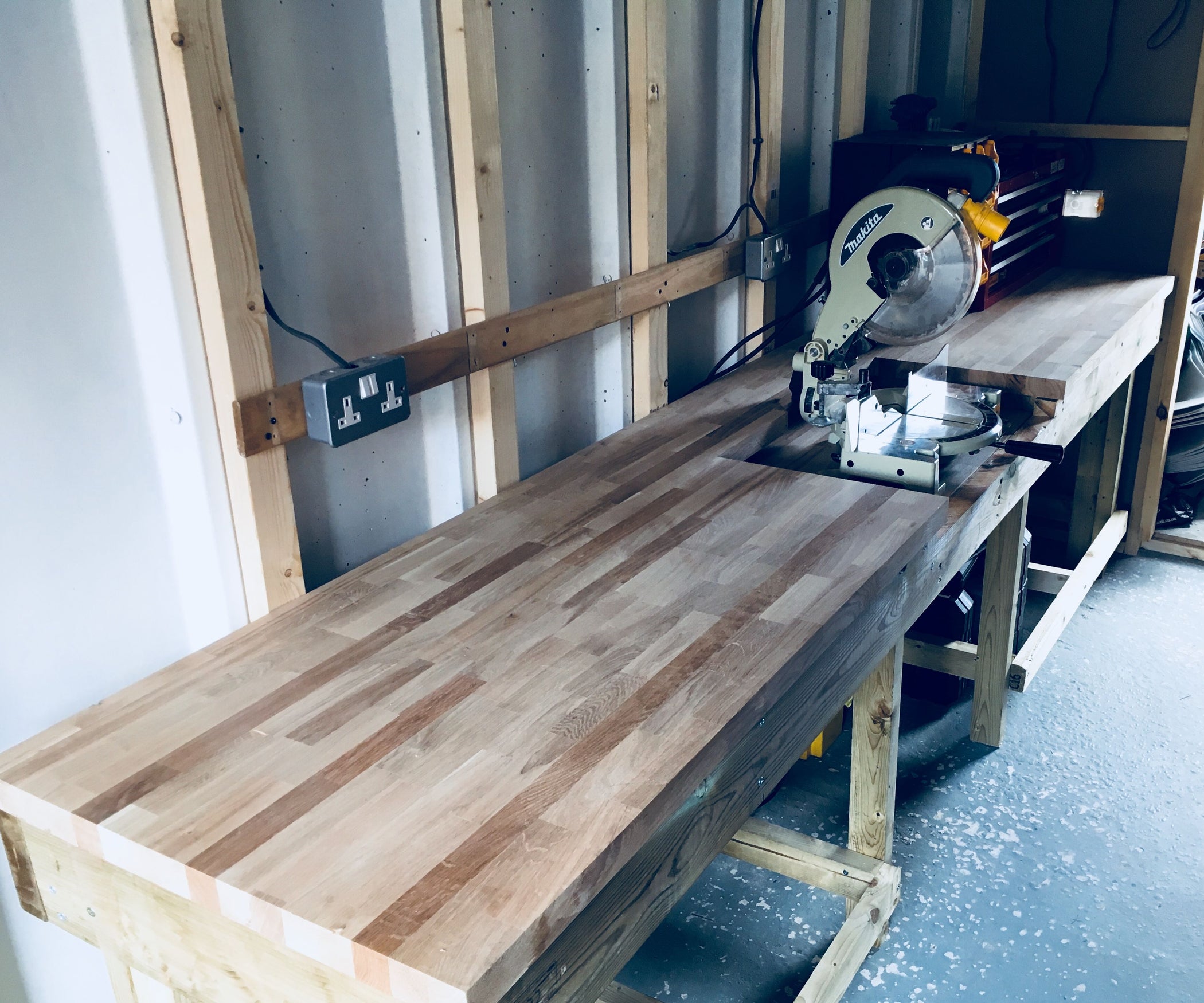 Chop saw workbench