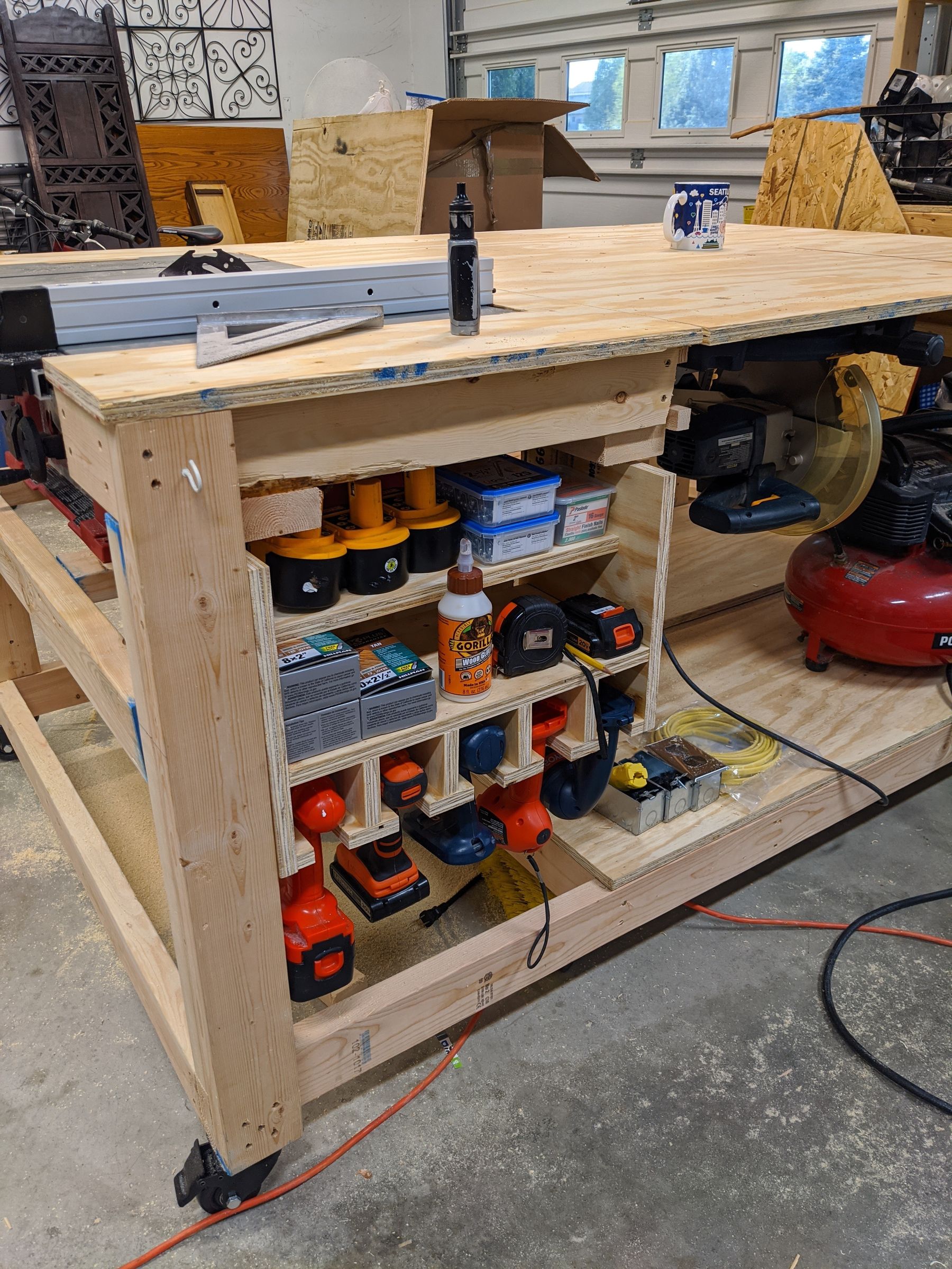 Mobile Workbench With Built In Table Miter Saws 8 Steps With Pictures Instructables