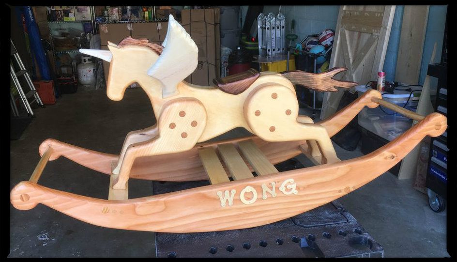wooden rocking unicorn