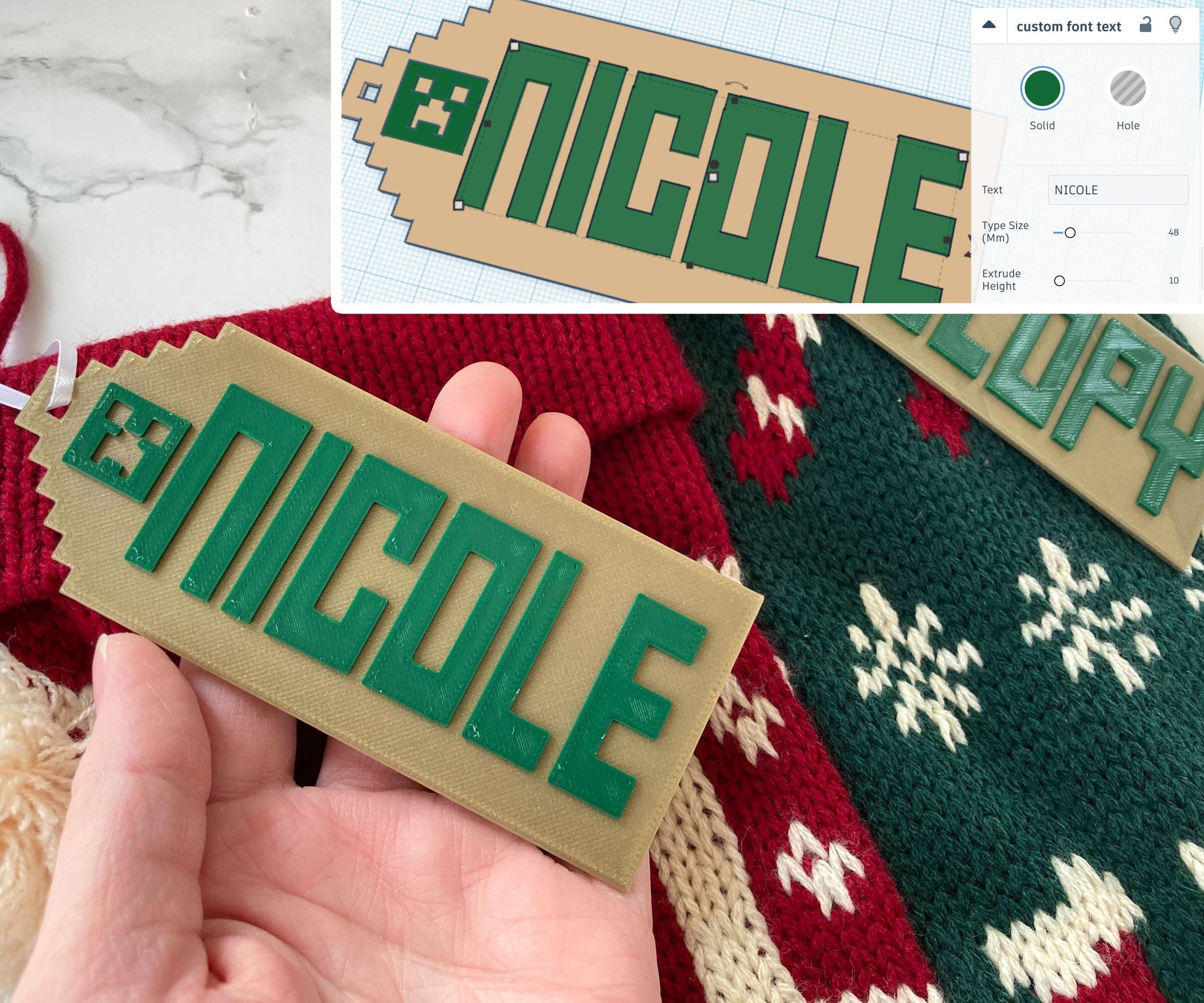 Custom Fonts in Tinkercad Personalized Stocking Tags 5 Steps (with