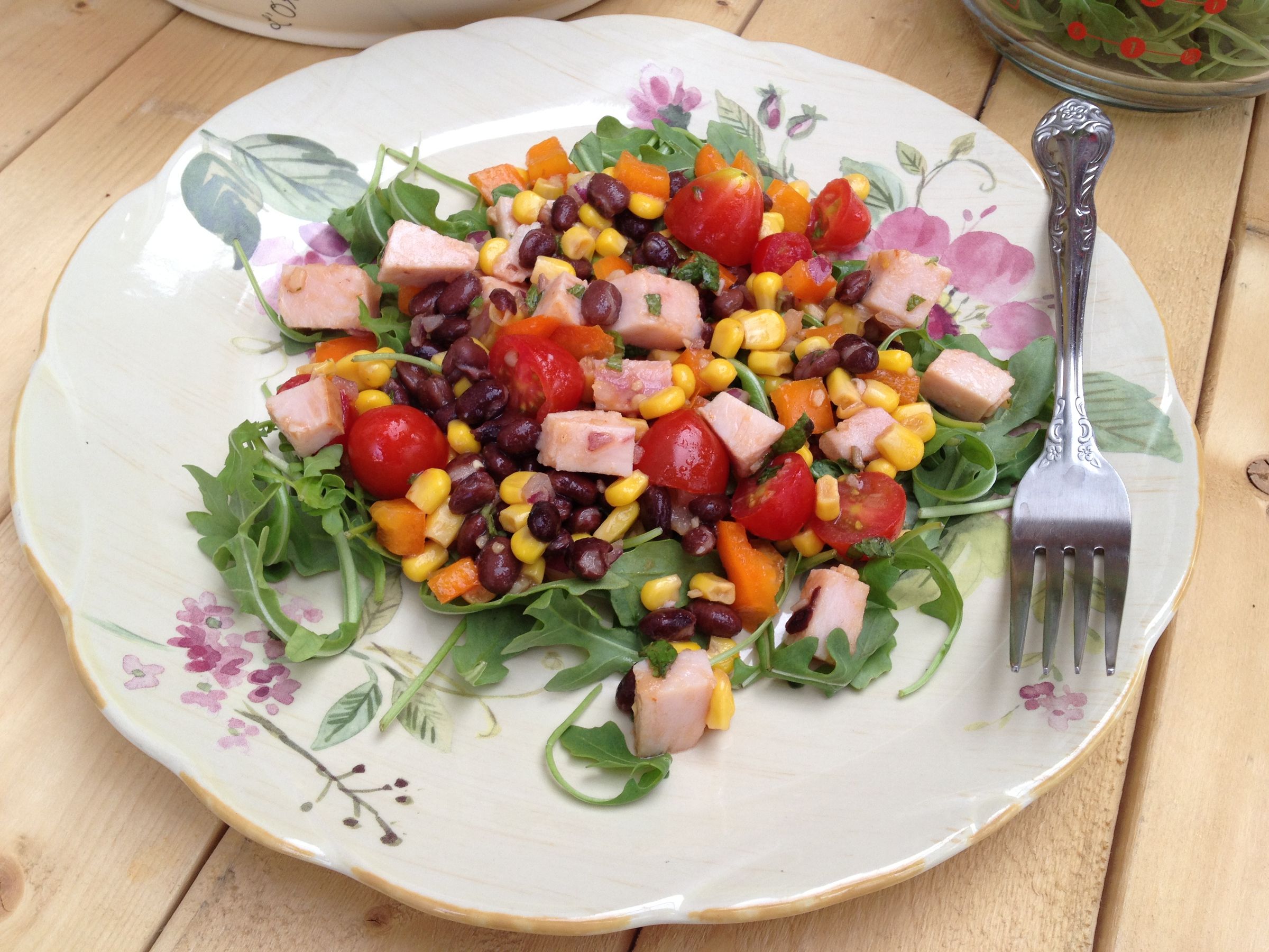 Smoked Turkey, Black Bean, Bell Pepper and Corn Salad
