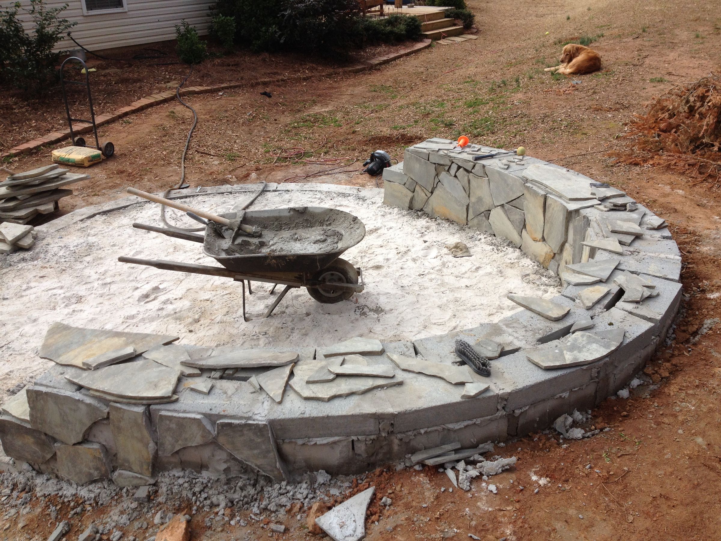 Stone Veneer Fire Pit Patio 11 Steps With Pictures Instructables