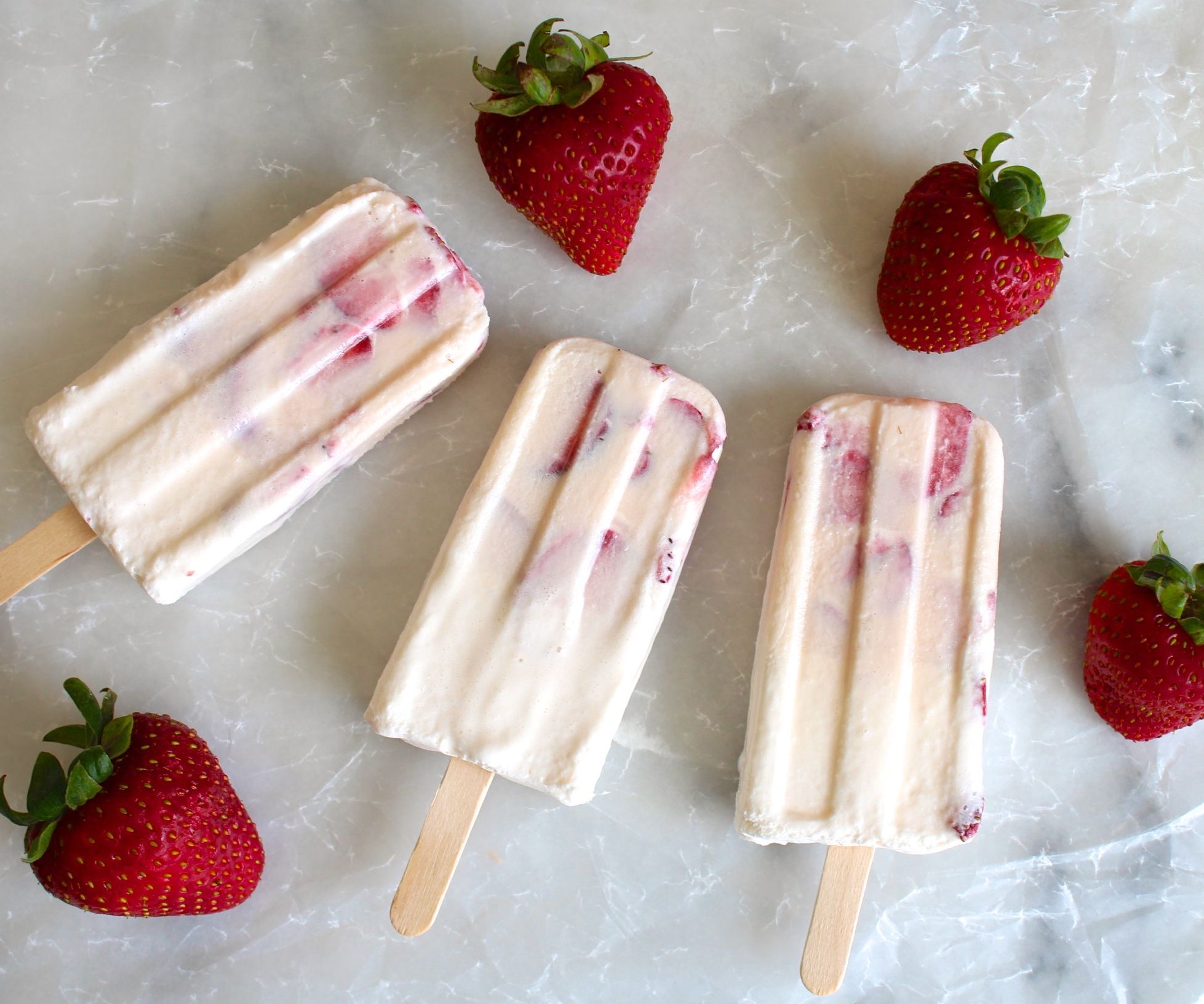 Strawberries and Cream Popsicles