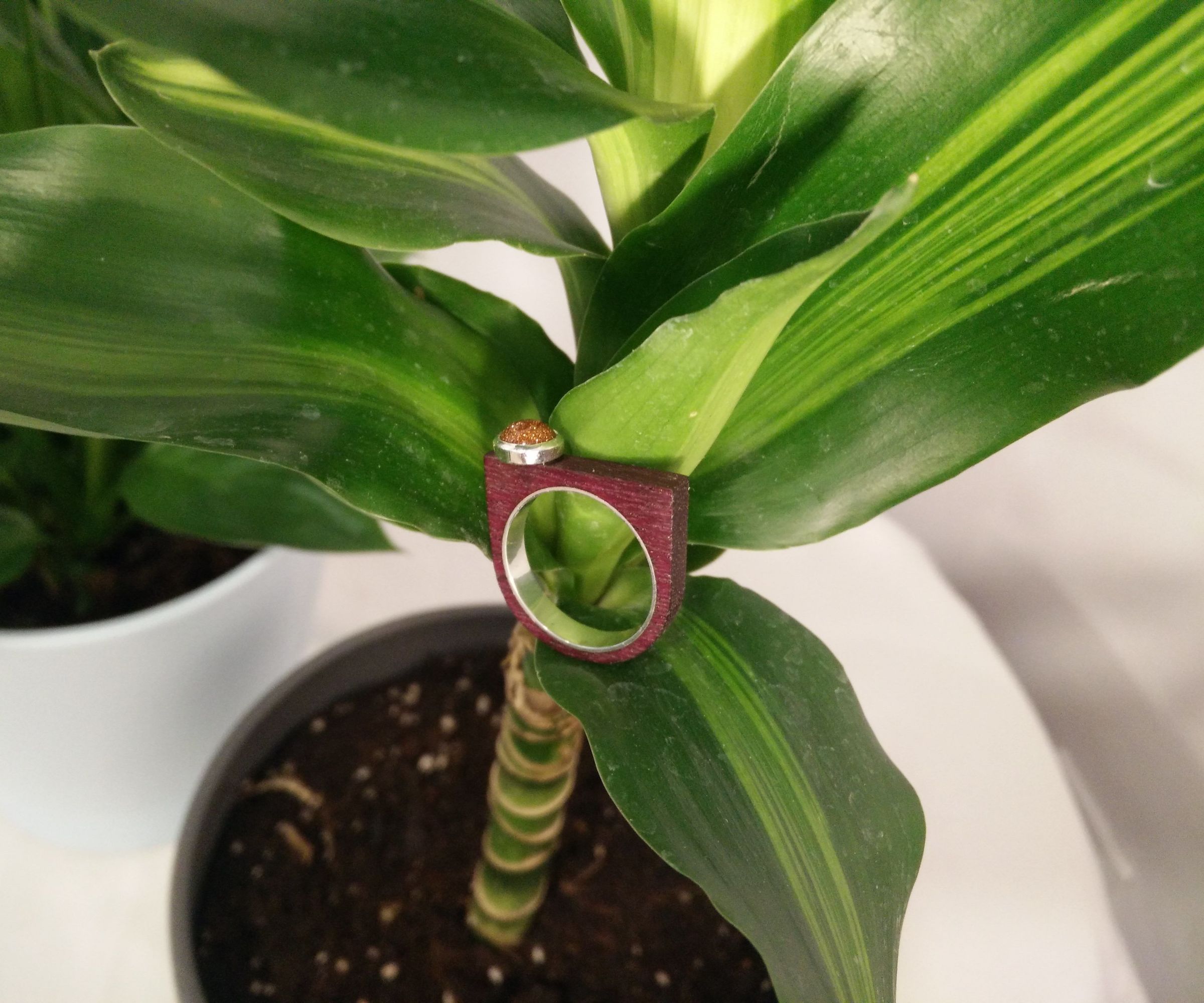 SandStone and Amaranth Silver Ring