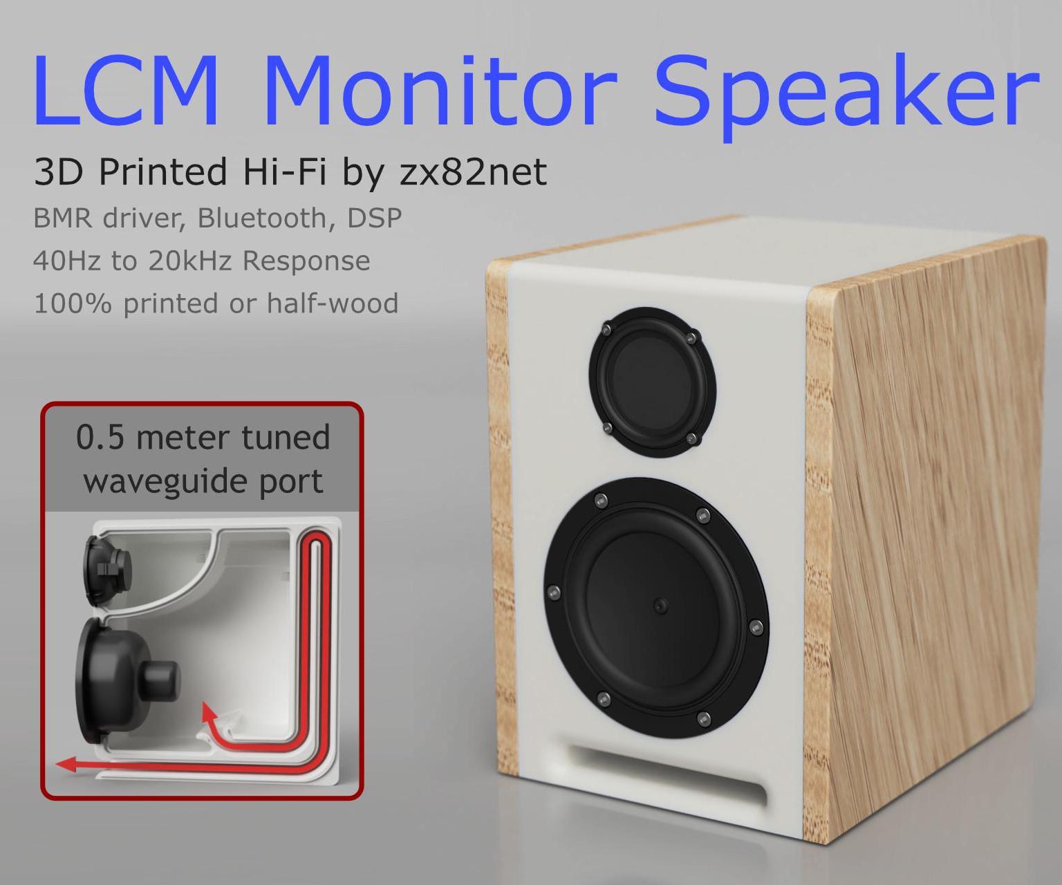 LCM Waveguide Speaker 3D Printed Nearfield Studio Monitor With DSP