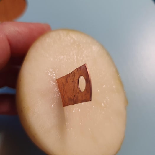 Cut Potato in Half, Insert Copper and Zinc Coated Washer