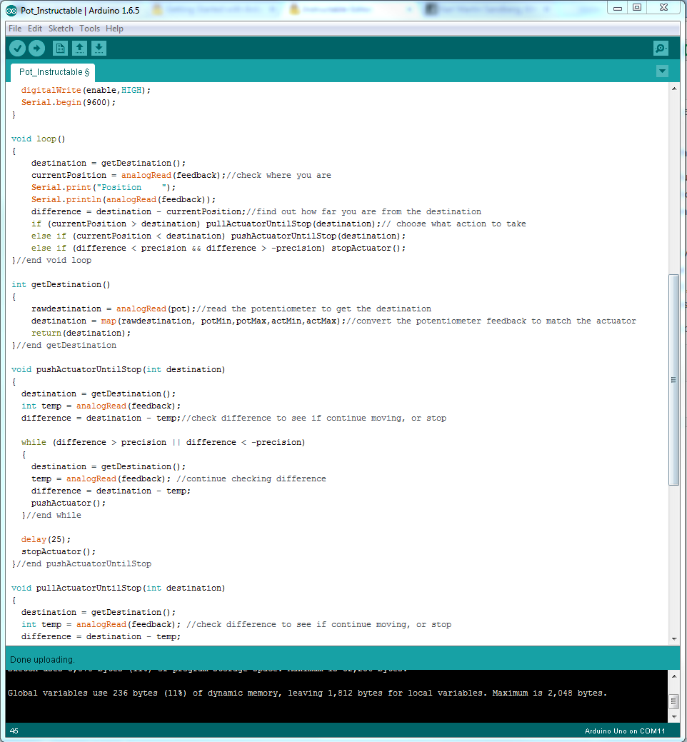 Controlling the Position of an Actuator With an Analog Sensor : 3 Steps ...