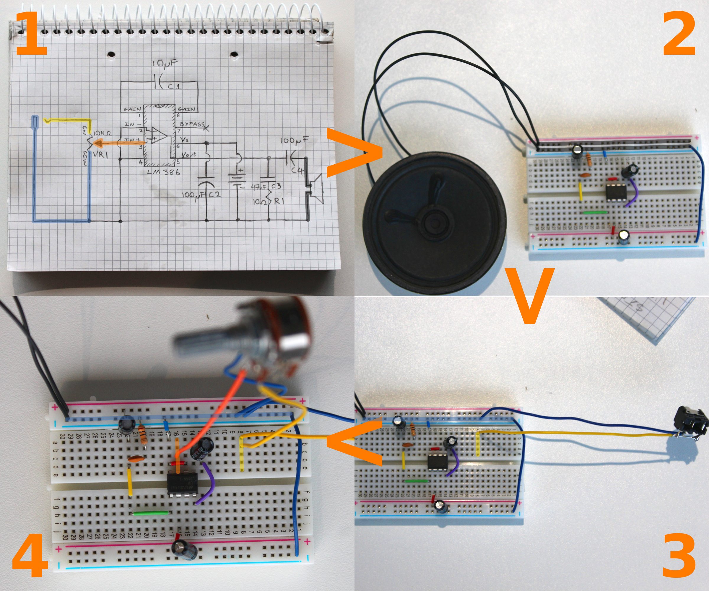 PORTABLE SPEAKER ON a BREADBOARD 