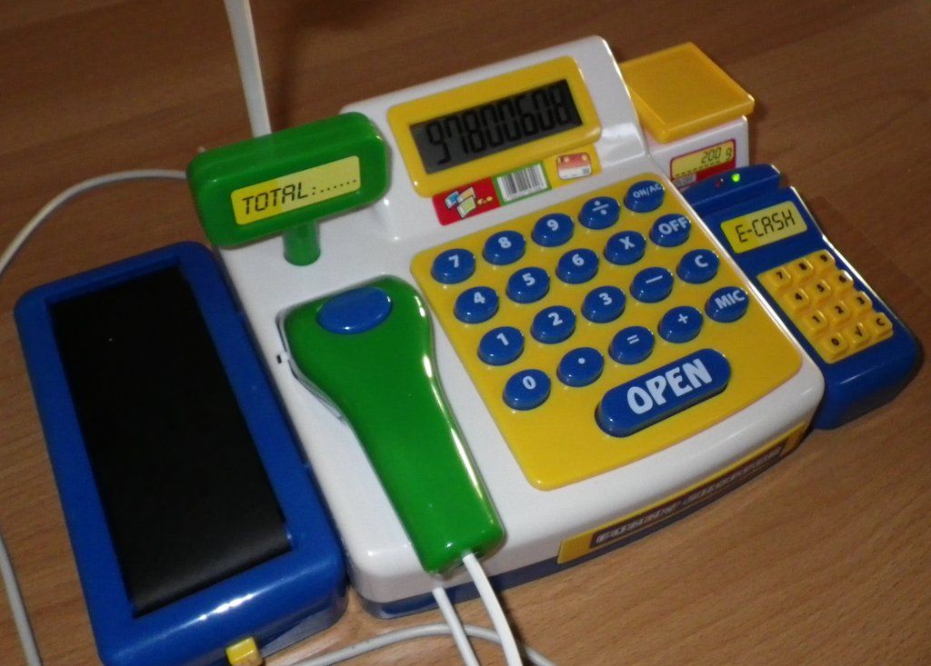 toy cash register with working scanner