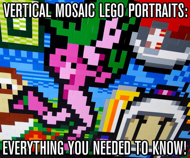 vertical mosaic lego portraits