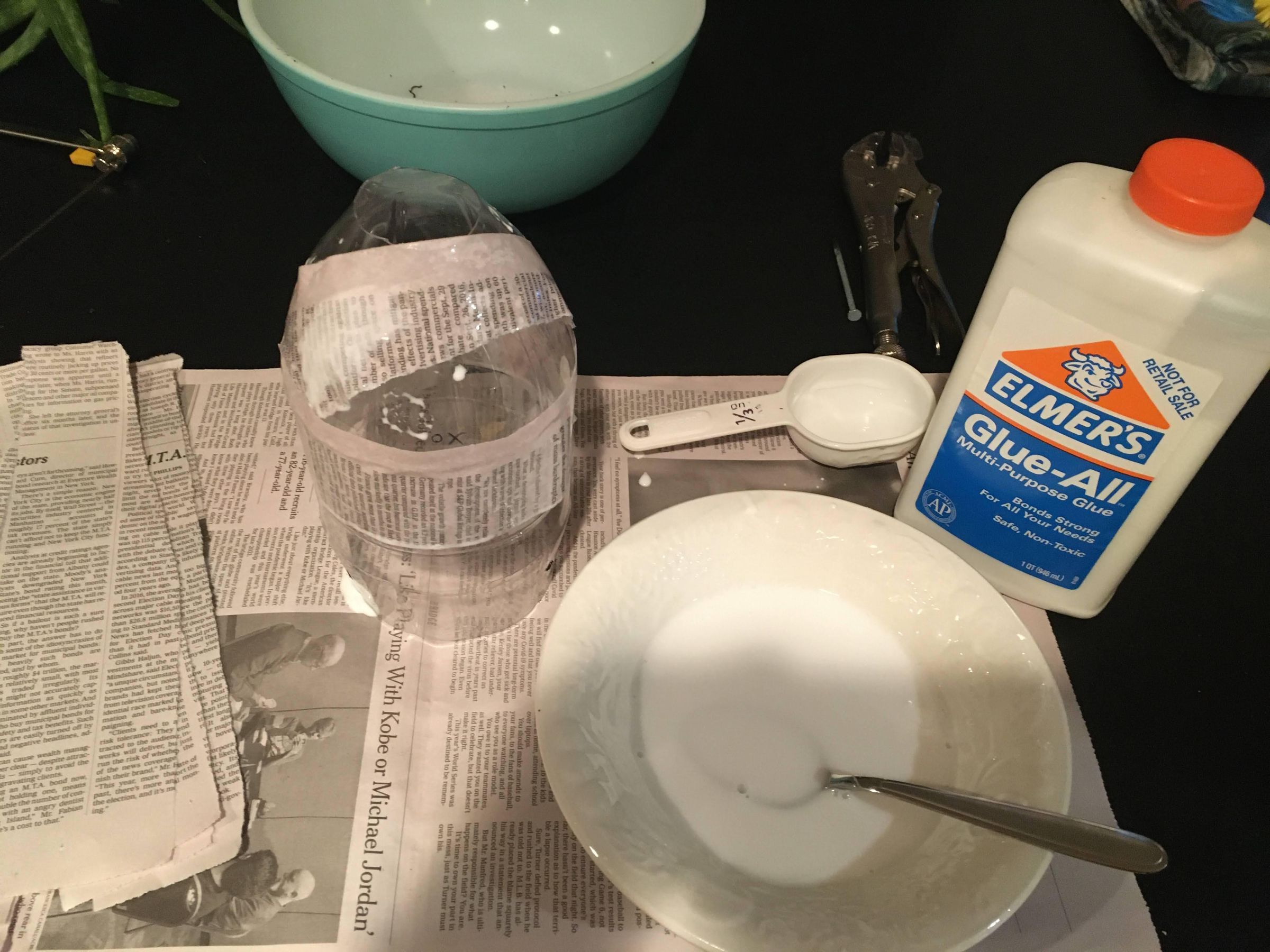 Cover Plastic in One Layer of Paper Mache